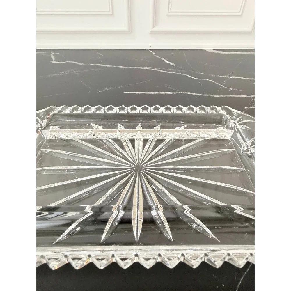 VTG Fifth Avenue Crystal Butter Dish with Underplate and Butterknife 3 Piece